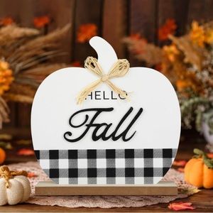 Double Side Hello Fall Pumpkin Sign Decorations Indoor. Farmhouse Harvest Decor